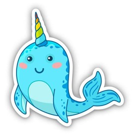 Narwhal Pretty - 7" Vinyl Sticker - for Car Laptop I-Pad - Waterproof Decal