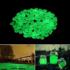 Oubest Glow in The Dark Pebbles/Glow Stones/Glowing Rocks Green Decor for Garden/Fish Tank/Aquarium/Walkway/Driveway/Plant Pots/Bonsai (200, Green)