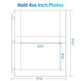 MaxGear 30 Pack 4 x 6 Photo Sleeves for 3 Ring Binder, Heavy-Duty Archival Photo Page Protectors Holds 120 Pictures, 2-Pocket Clear Picture Album Refill Pages