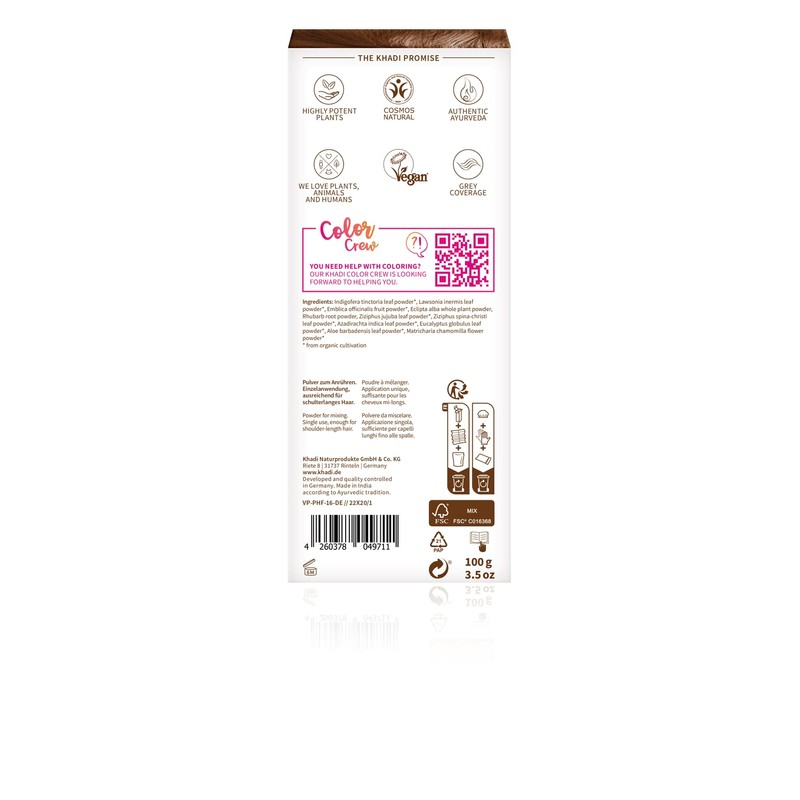 Khadi Natural Products Khadi Plant Hair Dye Medium Brown 100