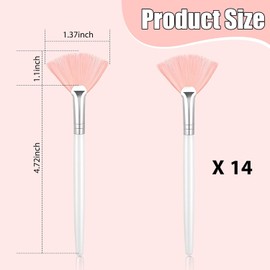 14 cepillos de abanico, aplicador facial, cepillo de abanico suave, cepillo aplicador de ácido, cepillo cosmético, herramientas aplicadoras de maquillaje para barro crema (rosa)