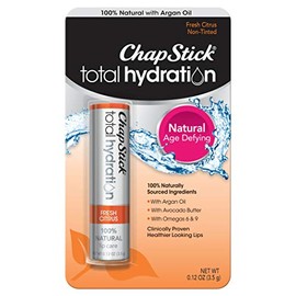 ChapStick Total Hydration (Sabor a cítricos frescos, 0.12 onzas) Tubo de bálsamo labial saborizado, cuidado labial natural que desafía la edad, clínicamente probado