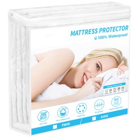 100% Waterproof Mattress Protector Anti-mite Microfiber Fitted Mattress Cover - Non-Allergenic - Super Absorbent - Machine Washable Mattress Protector (Single (90x190 cm))