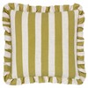 furn. Linen Stripe Ruffle Cushion Cover - Linen/Olive - 50x50cm