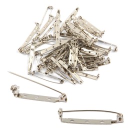 Brooch Pin Back 50pcs Bar Pin Back 1.5 Inch Clasp Pin Back Brooch Pin Backs for Crafts Badge Name Tag DlY Jewelry Making & Craft (50 Pcs, Silver Color)