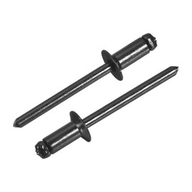 sourcing map 100Pcs 3/16"x3/8" Aluminum Blind Rivets, Aluminum Grip and Steel Mandrel, Countersunk Head Long Split Rivets for Metal, Furniture, Automotive, Black