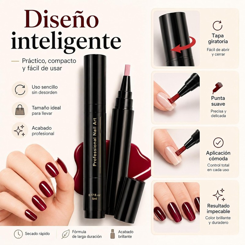 6 Piezas Pen Esmalte de Uñas, 2026 Nuevo Rotuladores de