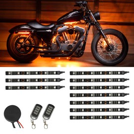 LEDGlow 10pc Advanced Orange LED Motorcycle Accent Neon Underglow Lighting Kit - 4 Patterns - 4 Brightness Levels - 6" Flexible Light Strips - Includes Waterproof Control Box & 2 Wireless Remotes