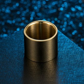 INRENG Men Women Stainless Steel Ring 18mm Wide Big Cool Plain Band Flat Top Pipe Cut High Polished Gold Size 11