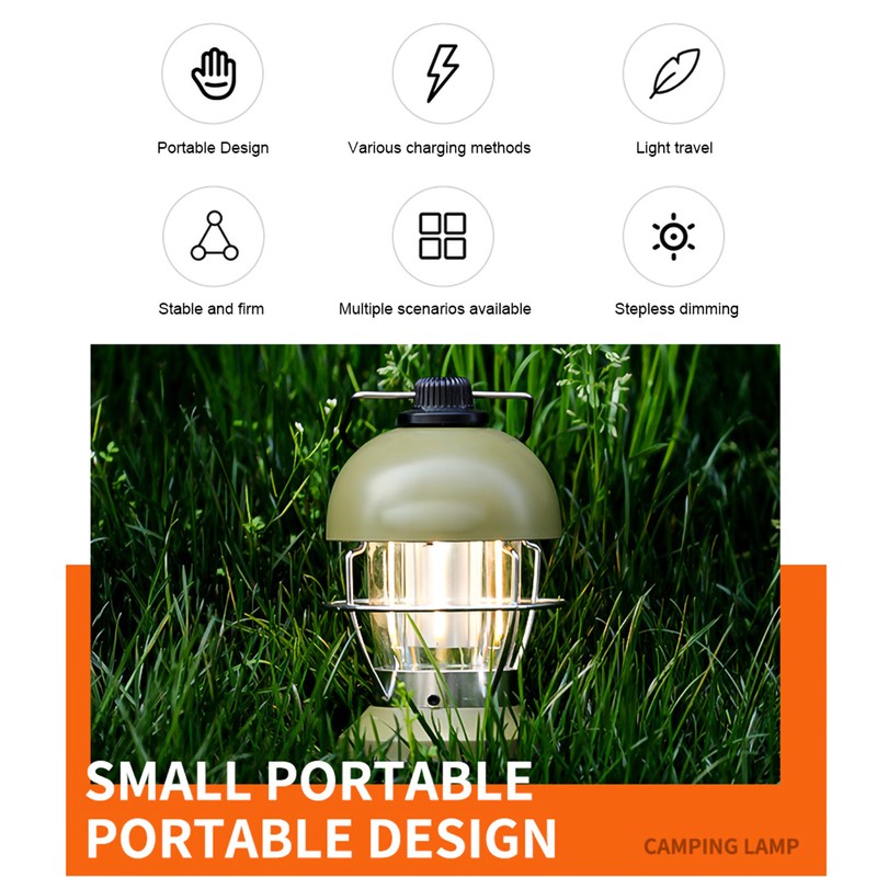 2000mAh LED Camping Lantern Retro Rechargeable Camping Lights Portable Tent