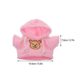 NUOBESTY Bear Hoodie Stuffed Animal Hoodie Bear Clothes Plush Doll Clothes DIY Dress Up Accessories Fits 20cm Doll 2pcs Pink White