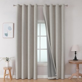 Joydeco Blackout Curtains 72 Inches Long 2 Panels Burg, Room Darkening Curtains for Bedroom, 100% Black Out Textured Thermal Drapes Privacy Protection 2 Panels Set(W42 x L72 Inch, Greyish White)