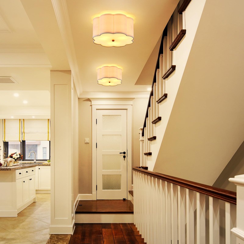 Widluth Modern Drum Semi Flush Mount 3-Light Gold Ceiling Lighting