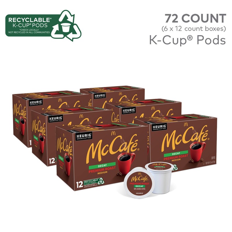McCafe Premium Roast Decaf Coffee, Single Serve Keurig K-Cup Pods,