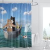 DOMOKU Cat Shower Curtain Funny Pet Kitten Couple Cosplay in