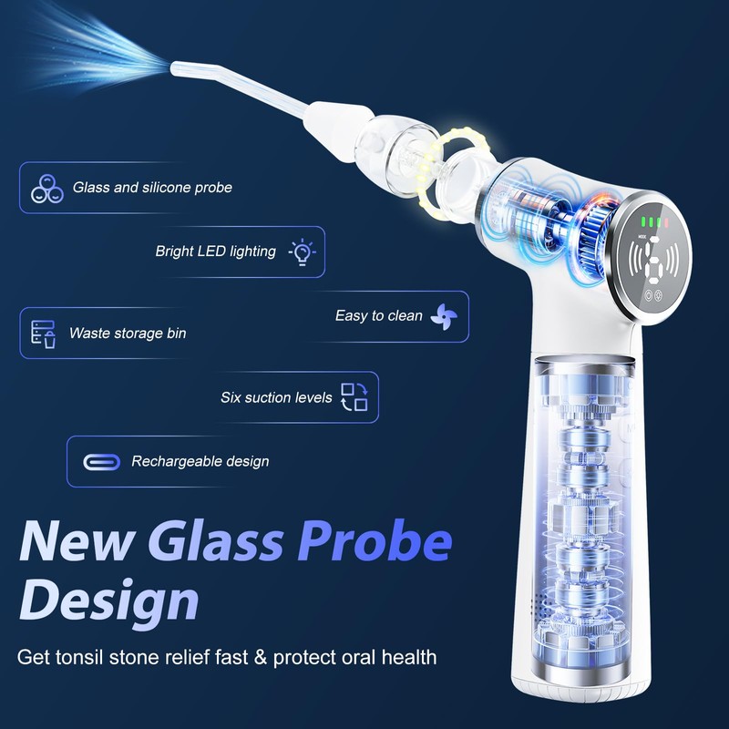 Electric Tonsil Stone Remover Vacuum USB Rechargeable, 6 Suction Levels
