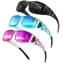 QALLY Sunglasses-for-Men Polarized Mens Over-Glasses-Sunglasses: Classic Sun Glasses for Women with UV400 for Driving Fishing