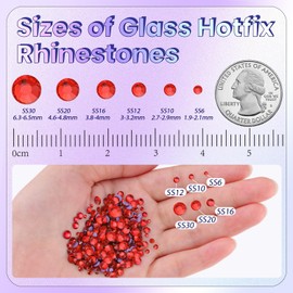 TINKRSTUFF 3000Pcs Hotfix Rhinestones for Clothing, Light Siam SS20 Iron On Flatback Glass Gems, Bedazzler Crystals Rhinestones for Crafting Clothes Hats Shoes Fabric Bedazzling Decor Nail Art
