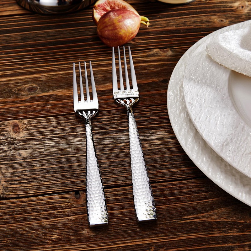 KEAWELL Premium 4-Piece 8.3" Louis Hammered Dinner Fork Set, 18/10
