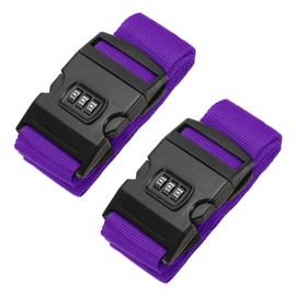 PATIKIL Luggage Straps, 2 Pack Suitcase Straps Adjustable Luggage Belts Strap with Combination Lock TSA Approved for Luggage Suitcases Travel, Purple