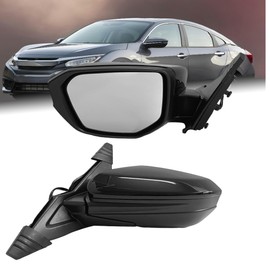 Driver Side Mirror Compatible with Honda Civic 2016-2021 Manual Folding Power Adjustment Glass Non Heated 3-Pins Rear View Door Mirror