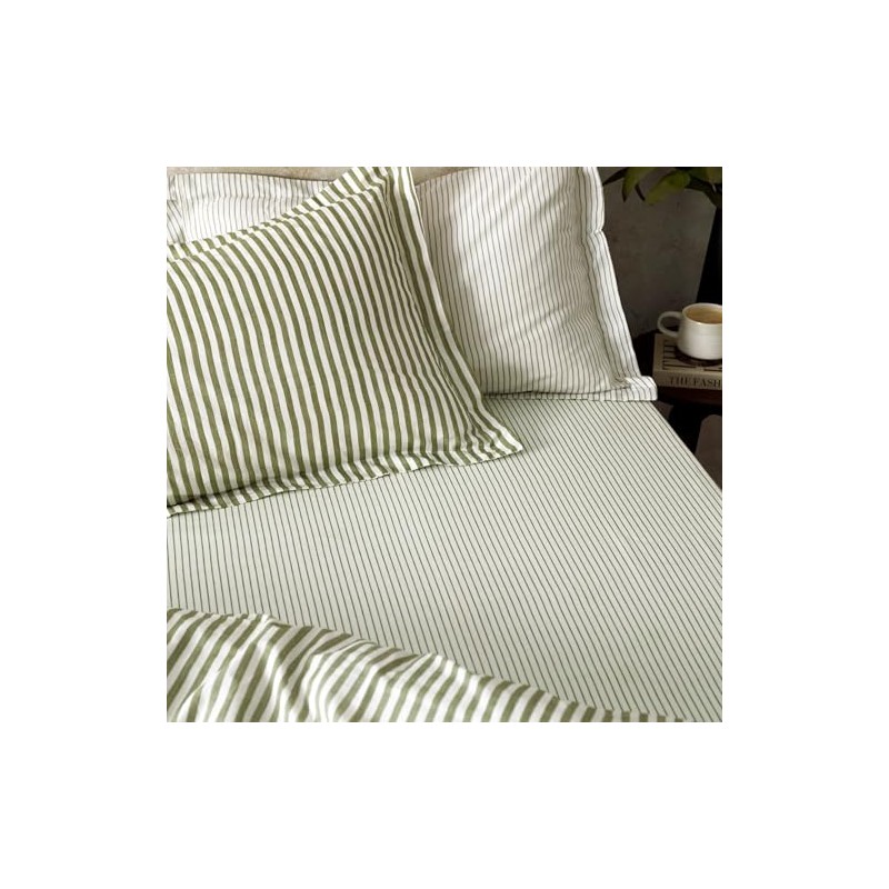 Yard Hebden Mélange Stripe Cotton Fitted Sheet - Super King