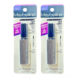 Maybelline New York 2X Maybelline LINEWORKS Washable Liquid Eyeliner - Navy- RARE, ORIGINAL FORMULA!