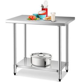 Giantex 36 x 24 Inches NSF Stainless Steel Work Table, Commercial Kitchen Prep Work Table with Galvanized Shelf, Adjustable Plastic Feet, Heavy Duty Work Prep Table for Kitchen, Restaurant