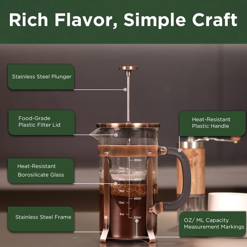 BeanNest 21 Ounce / 600ML French Press Coffee Maker -