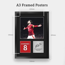 HWC Trading Bruno Fernandes Geschenke Gedrucktes Signiertes Autogramm Foto für Fußball Anhänger and Fans - A3 Porträt Gerahmt