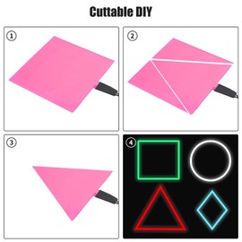 jose2015 10x10CM EL Wire Lights,Cuttable DIY Electroluminescent El Panel Light Backlight Paper Lamp Sheet 3 Modes with Battery Pack for DIY Decoration(Pink)