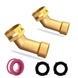 Garden Hose Elbow Connector 45 Degree Brass Hose Elbow Fitting Quick Swivel Connect Adapter Thread Size 3/4" FHT x 3/4" MHT (2 SETS)