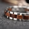 Men's Stainless Steel Bracelet with Elegant Wood Elements Includes Gift