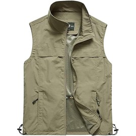 Moilyuko Mo108 Men's Outdoor Vest, For Photographers, Fishing, Shooting, Mesh Vest, Lightweight, Multi-functional, UV Protection, Quick Drying, Breathable, Spring, Summer, Autumn, Khaki