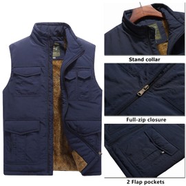 Vcansion Men's Outdoor Casual Classic Quilted Vest Heavy Weight Puffer Vest Blue US XL/Asian 5XL