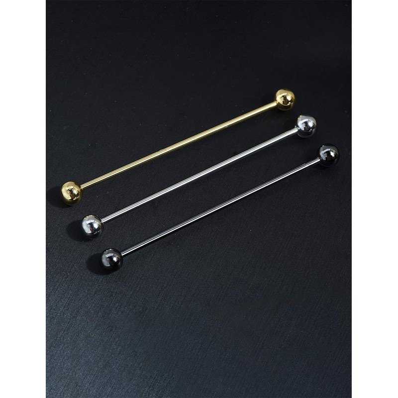 3PCS Classic Ball Head Brass Shirt Collar Bar Tie Pins