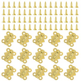 Stainless Steel Folding Hings for Wooden Box, 15 PCS Vintage Samll Door Hings Tiny Box Hinges Decorative Gold Cabinet Hinges for Wooden Jewelry Gift Boxes Crafts Cabinets