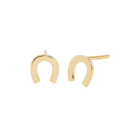 Cute Horseshoe U Shaped Small Stud Earrings for Women Teen Girls Minimalist 925 Sterling Silver Post Sleeper Huggie Tiny Mini Piercing Pin Animal Lover Fashion Jewelry Gifts Birthday Xmas (Gold)