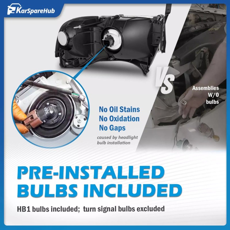 karsparehub Chrome Headlights For 1994-2002 Dodge Ram 1500 2500 3500