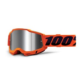 100% Accuri 2 Motocross & Mountain Biking Adult Goggles (Neon Orange - Mirror Silver Lens)