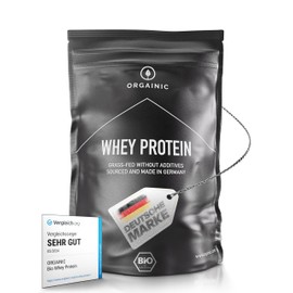 ORGAINIC Bio Whey Protein Himbeere - Bio Zertifiziert ohne Zusatzstoffe - Eiweißpulver aus Deutschland - Grasfütterung (Himbeere)