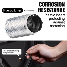 BAURATTI Tire Valve Stem Caps - (5 Pack) Metal Air Caps with Plastic Liner, Corrosion Resistant, Leak-Proof, Universal Stem Covers for Cars Trucks Motorcycles and Bikes - Silver