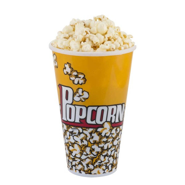 Popcorn Cups Plastic - Movie Theater Popcorn Bucket Tube - Popcorn Tube For Movie Night - Popcorn Tubes For Carnival - Popcorn Cups 7x4.5 Inches - Set of (3)
