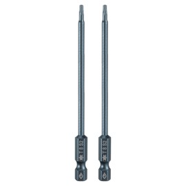 HARFINGTON 2pcs T8 Torx Screwdriver Bit 1/4" Hex Shank 4" Long S2 Steel Magnetic 6 Point Screw Driver Bits Industrial Grade Tamper Proof Star Drill Bits with Hole Torx Head