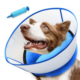 NoarWin 2-in-1 Upgraded Inflatable Dog Cone Collar with Detachable Anti-Licking Shield, Soft Adjustable Elizabethan Collar for Dogs After Surgery (M+, Blue)