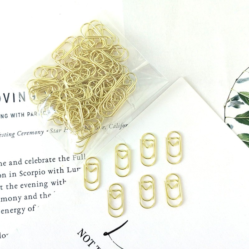 Pack of 200 Paper Clips Heart Mini Metal Clips with
