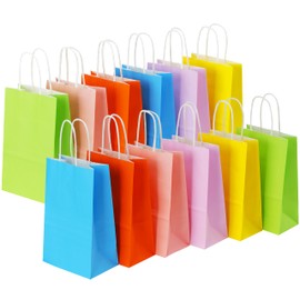 Tlpmsk 36Pack Gift Bags with Handles,5.1×3.3×8.5 Inch Kraft Paper Bags Bulk,Multi-color Party Favor Bags for Shopping,Mother's Day,Wedding,Birthday,Goodies
