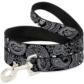 Buckle-Down Pet Leash - Bandana/Skulls Black/White - 6 Feet Long - 1" Wide