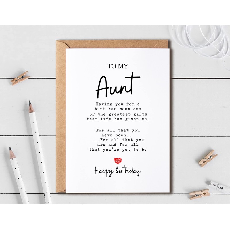 EruditeGifts Birthday Card for Aunt - 5 x 7 Inches