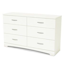 South Shore Step One 6-Drawer Double Dresser Pure White, Contemporary